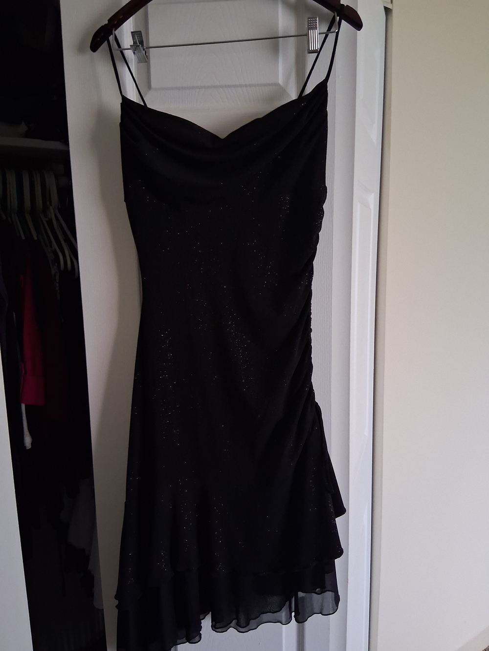 City Triangles Black Sparkle Spaghetti-Strap Mini Dress